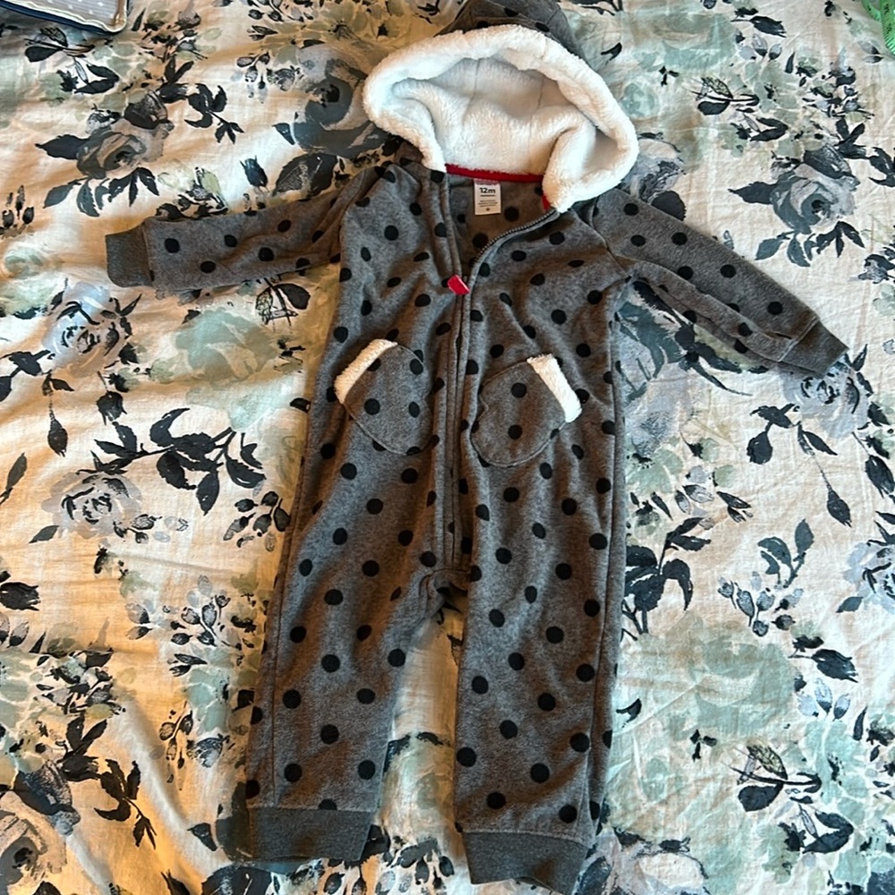 Carter’s Soft Fleece Hooded Bodysuit - Sz 12M